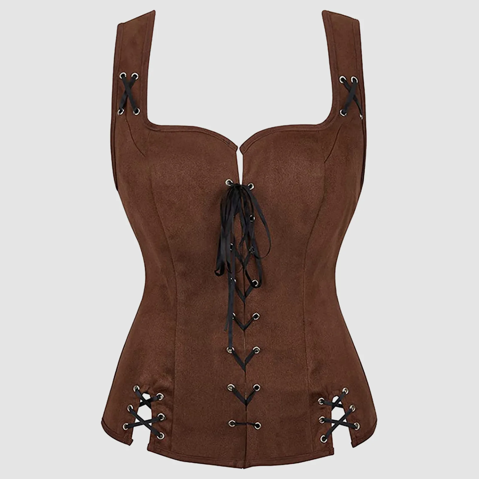 Corset Vest Womens Pirate Costumes Female: Lace Up Faux Leather