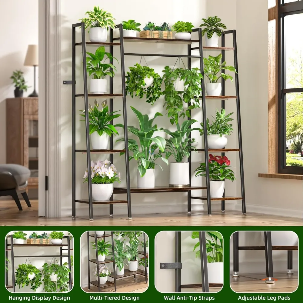 Plant Shelves With Grow Lights 2-Pack Plant Stands With Grow Lights |  5-Tier Metal Shelves For Indoor Plants Estante Para Plantas