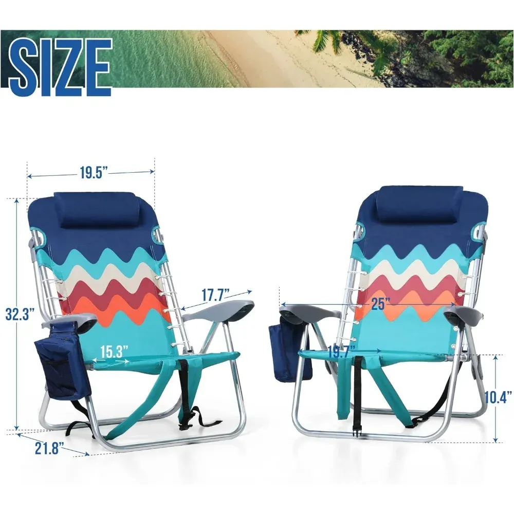 Set Of 2 Portable Folding Beach Chairs With Backrest Pillow With Arms Shoulder Straps Storage Pouch Tower Bar And Backpack From Yichu01 116.16 DHgate.Com