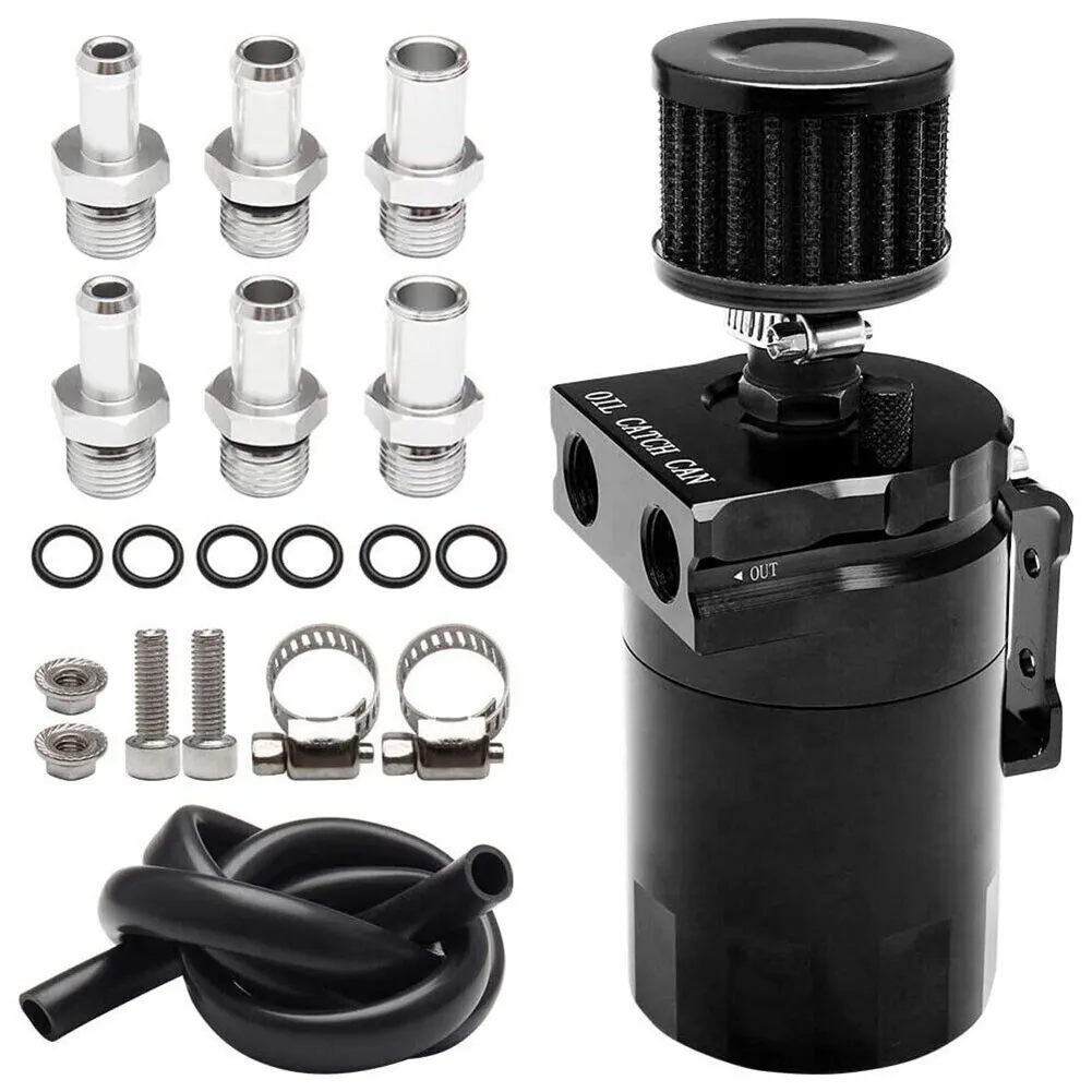 Polished Aluminum 10AN Oil Catch Can With Baffled Breather Filter | Bull Boost Performance