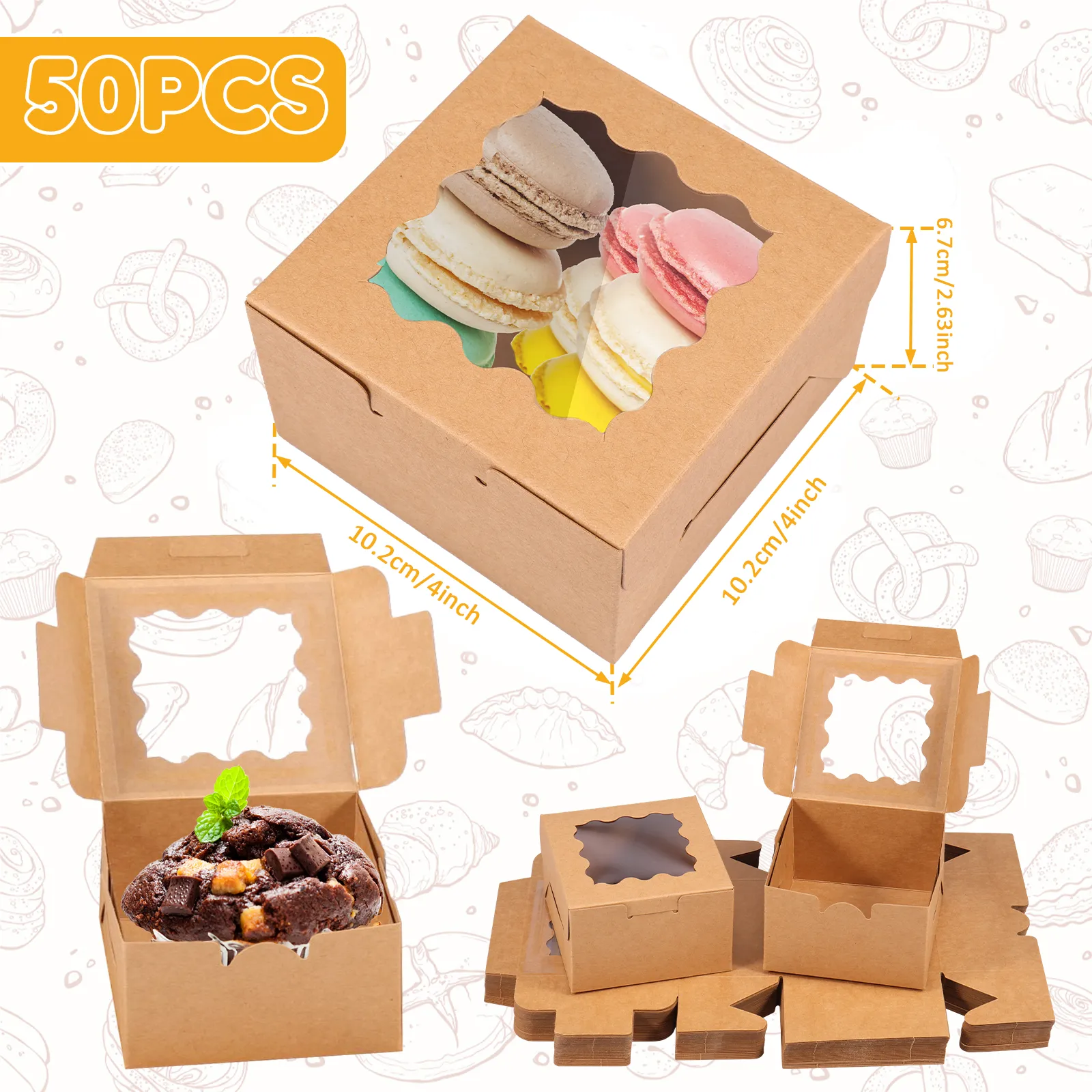 Clear Window Cupcake cardboard boxes - Set of 50...
