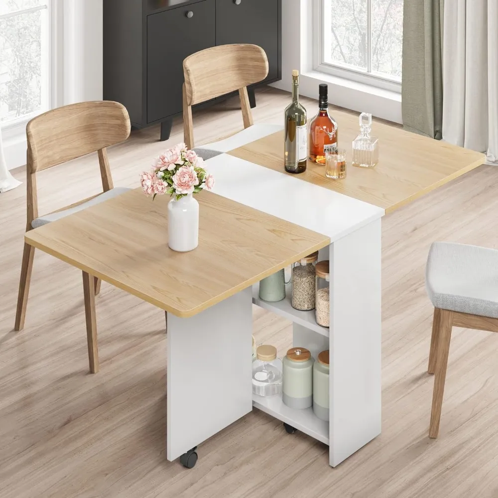 DHgate Space Saving Wooden Folding Dining Table for Apartments and Small Spaces Set of 4 Home Garden