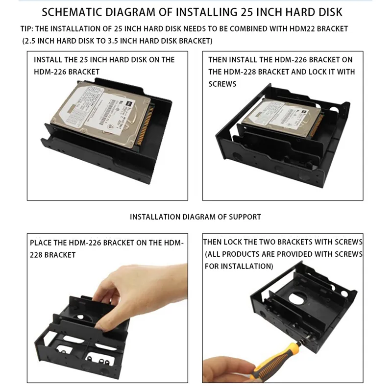 Upgraded5.25 Floppy Drive Bay to 3.5 HDD SATA SSD Mounting Bracket ...