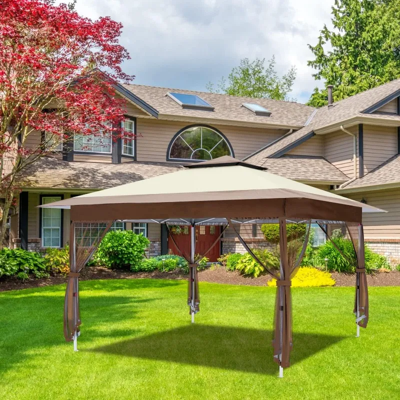 OUTFINE 12x12 Outdoor Gazebo Canopy Tent With Outdoor Curtains For Gazebo And Shelter Perfect For Patio Party Backyard Khaki From Homepro16 126.37 DHgate.Com