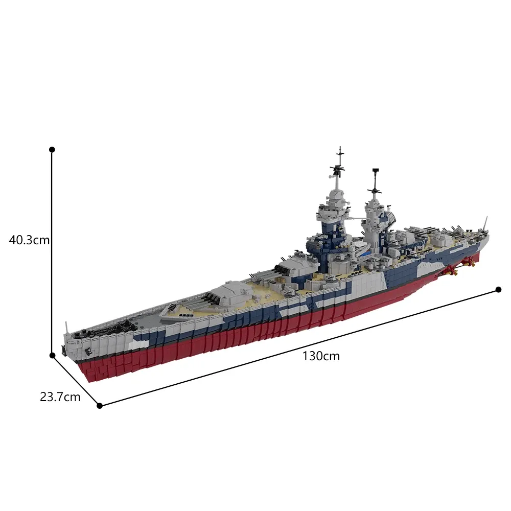 Battleship Richelieu French Military Warship Building Blocks Set