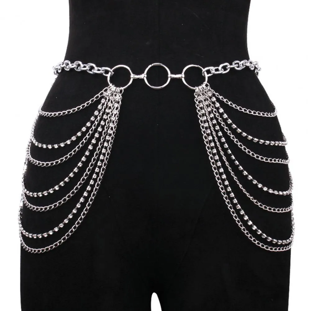6 Piece Alloy Waist Chain Belt Set Adjustable Multi Layer Body Chain Amazon.com: Jurxy Multilayer Alloy Waist Chain S Size Body  main image 3