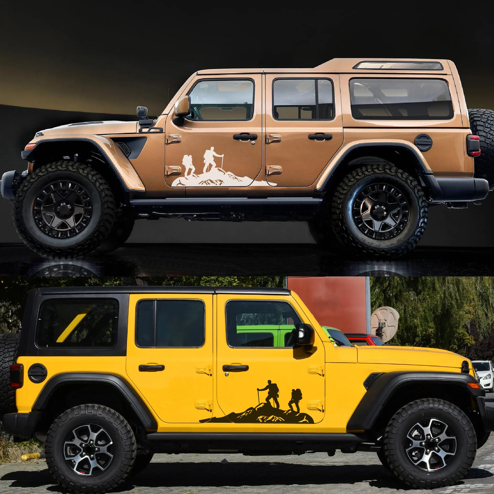 Mountain Graphic Die-Cut Car bus stickers - Set of 2 for Pickups, SUVs, Camper  RVs - Vinyl Decals for Motorhomes, Cars, and Vans - Auto Body Accessories, image size:2067x2067