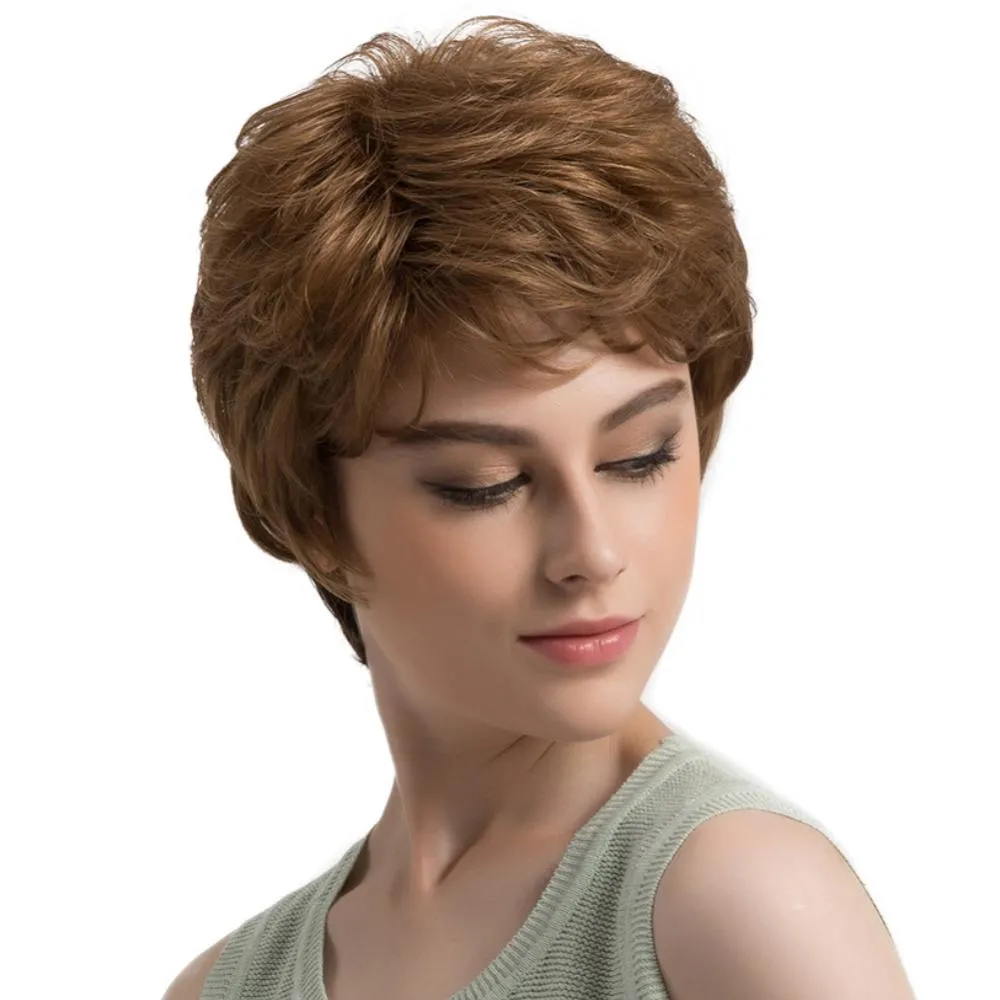 Short Pixie Cut Brown Synthetic Wig Natural Straight Layered  display picture 3