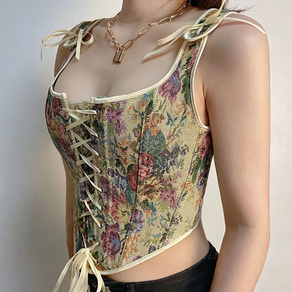 floral bustier crop top