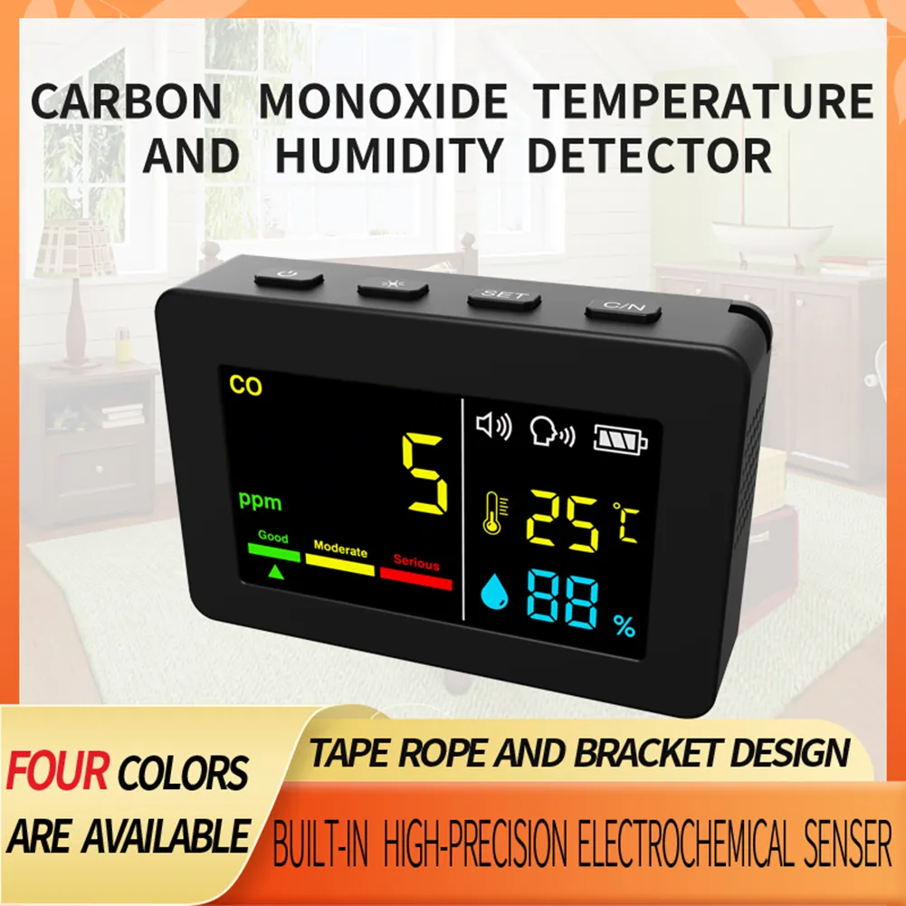 Carbon Monoxide Detector 3-in-1 Portable With Temp & Humidity Sensor ...