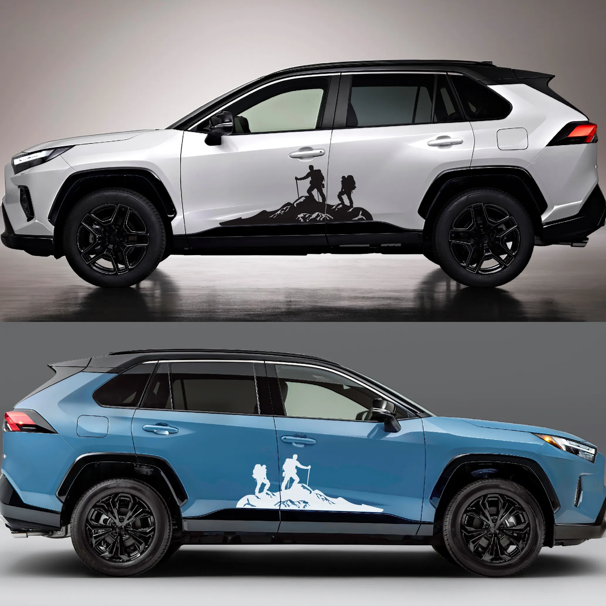 Mountain Graphic Die-Cut Car bus stickers - Set of 2 for Pickups, SUVs, Camper  RVs - Vinyl Decals for Motorhomes, Cars, and Vans - Auto Body Accessories, image size:2067x2067