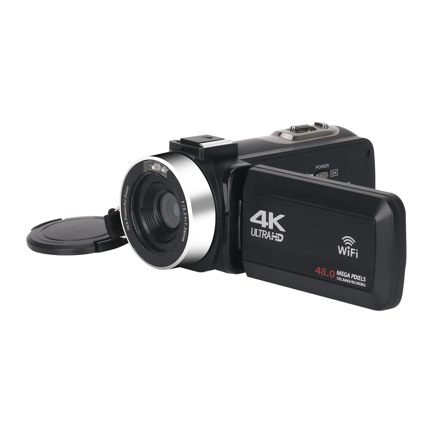 4K Ultra HD Camera w/ 3 Screen, 48MP, 16X Zoom, Wi-Fi, Microphone, Fill ...