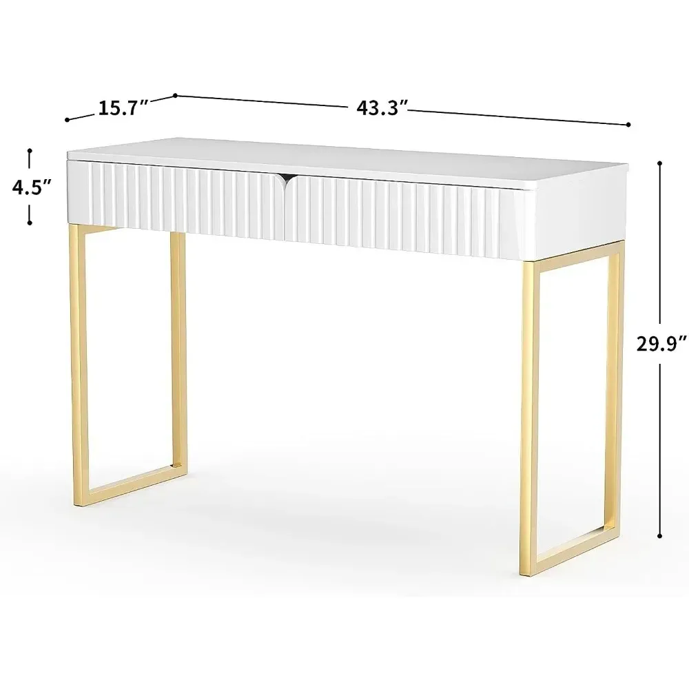 White Dresser, Gold And White Desk,Make Up Dresser, Console Table