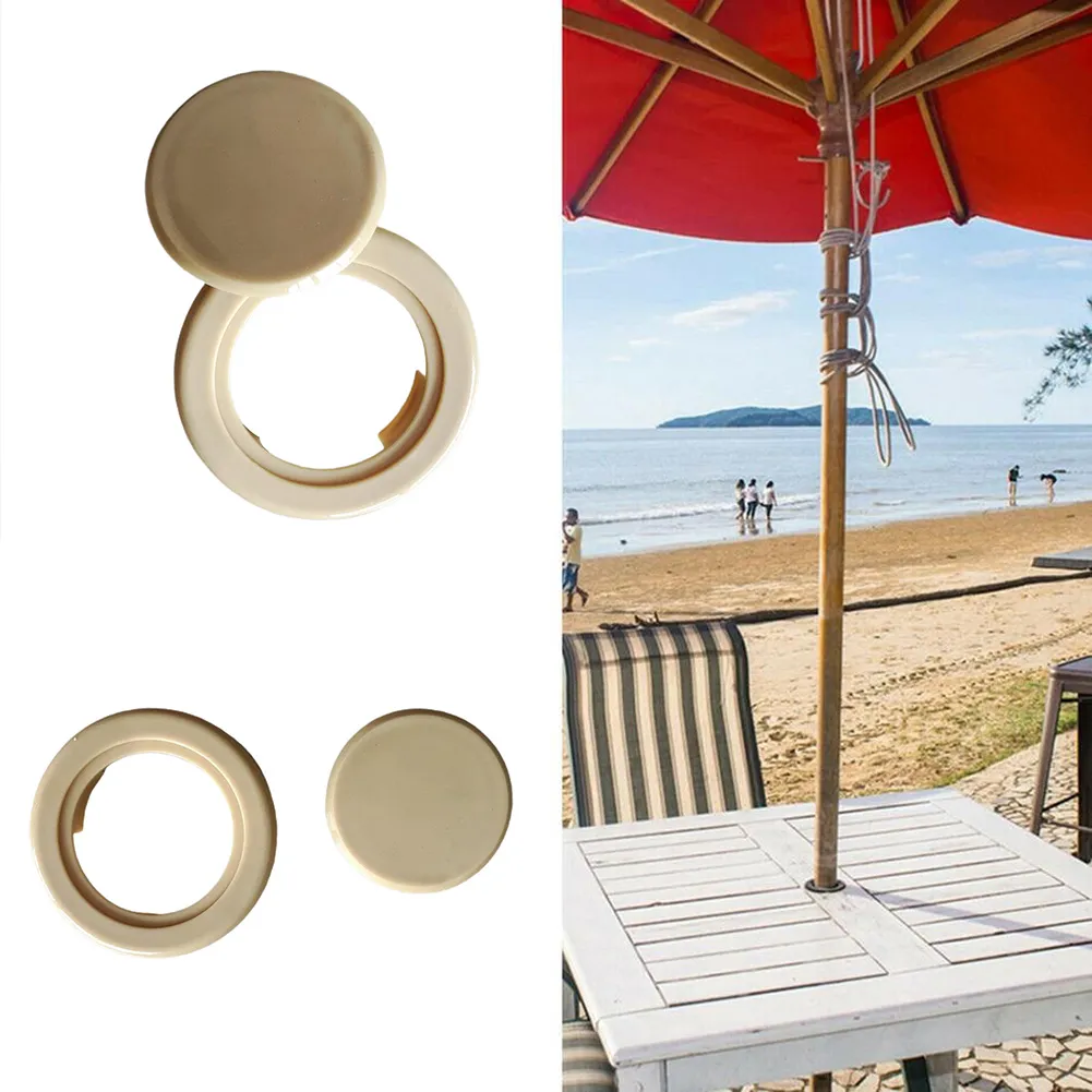 3-Pack 2 Inch Patio Table Umbrella Hole Ring & Cap Set - For Glass Top Tables, Stabilizes Umbrella, Prevents Scratches (Black)