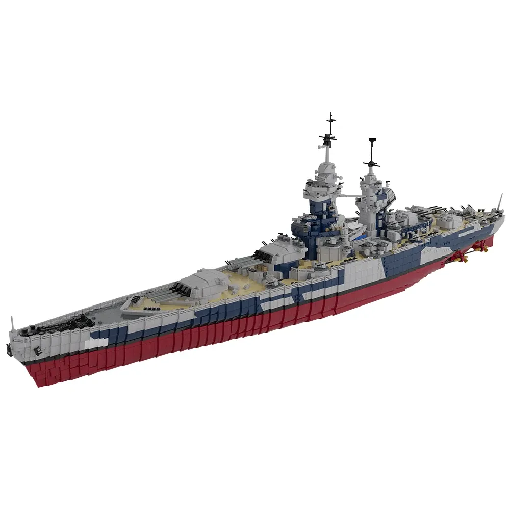 Battleship Richelieu French Military Warship Building Blocks Set