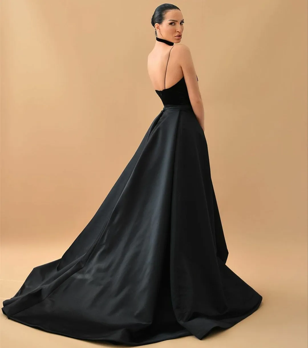 Long Black Satin Spaghetti Strap Evening Dress with Pockets and Sweep Train  for Women from Dhgate Evening Dresses - price 92.26