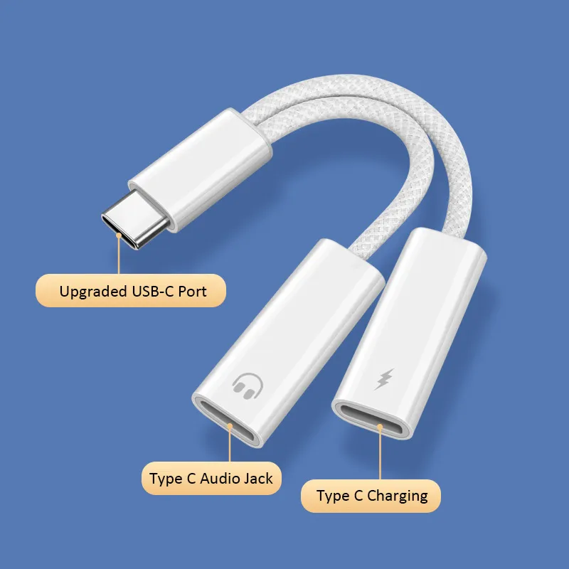 USB Cヘッドフォンアダプター高速充電器ケーブル、タイプCから
