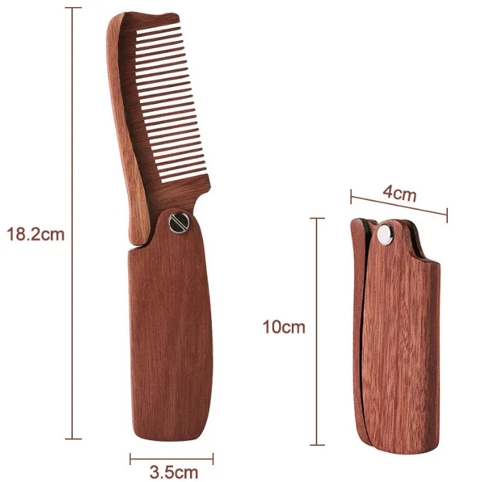 Wooden Folding Beard Comb Pocket Size Moustache Hair Combs Antistatic Combs for Men Women Hair Care Tools