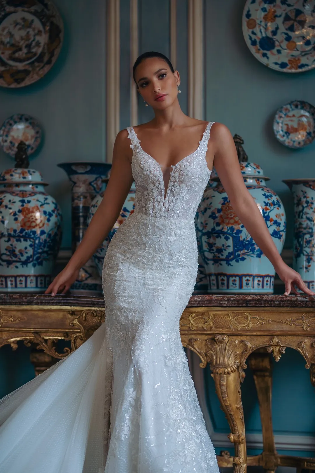 fitted lace wedding dress Amazon.com: Mermaid Trumpet Wedding Dresses for Bride v Neck Bridal Formal  Gowns with Buttons : Clothing, Shoes & Jewelry