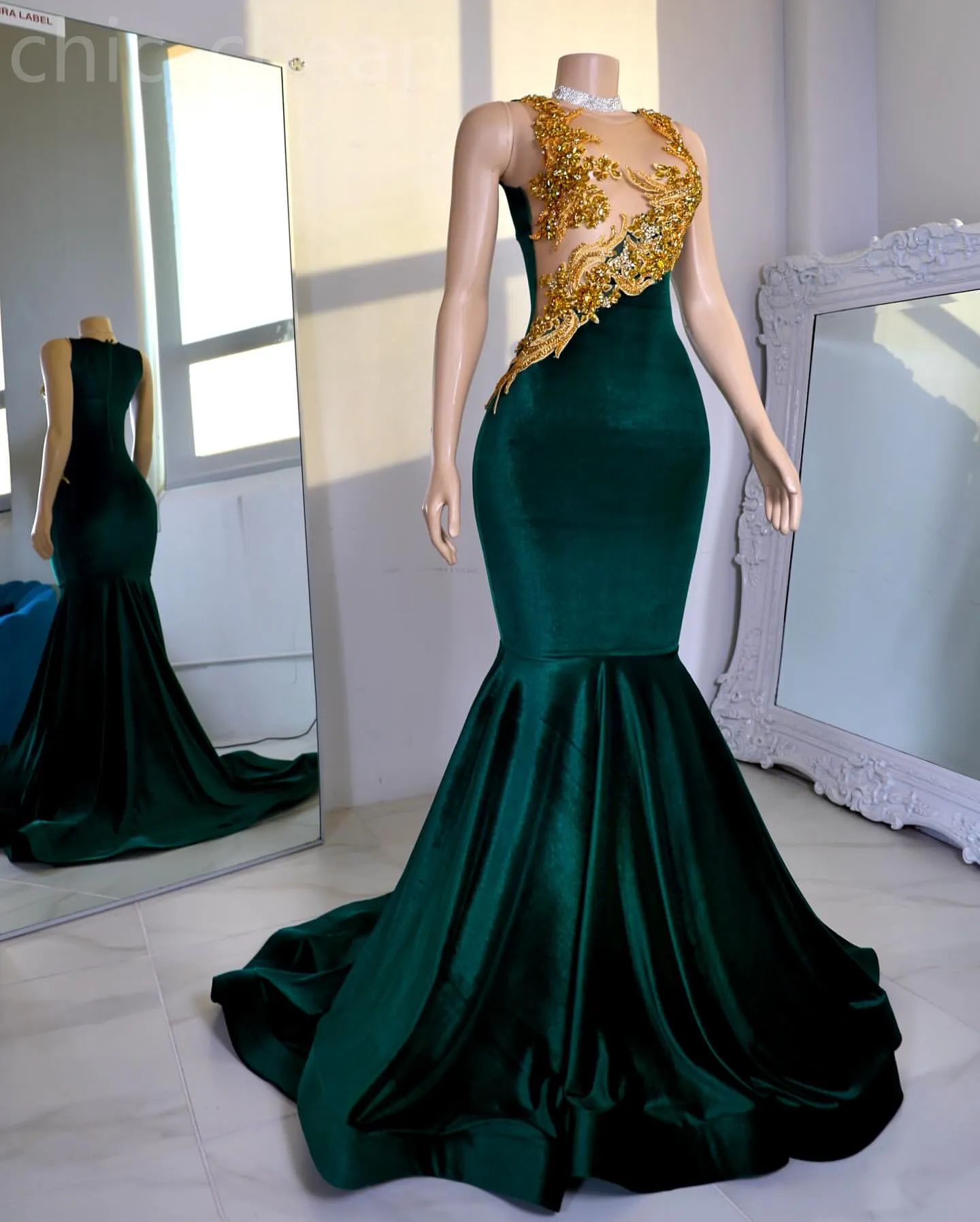 slim fit dress slacks BABARONI V-Neck Ruffled Bodice Max Velvet Dresses with Silt Dusty Sage, Dusty Sage / US0 main image 0