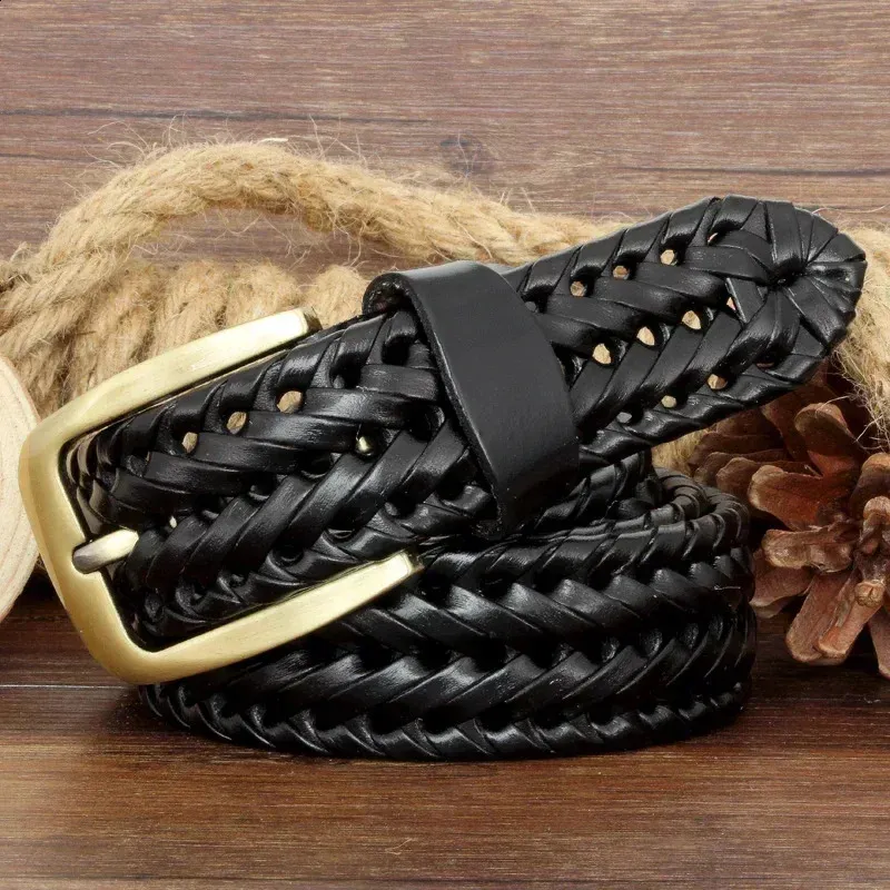 Womens Woven Leather Belts Versatile Leather Belts... From  display picture 1