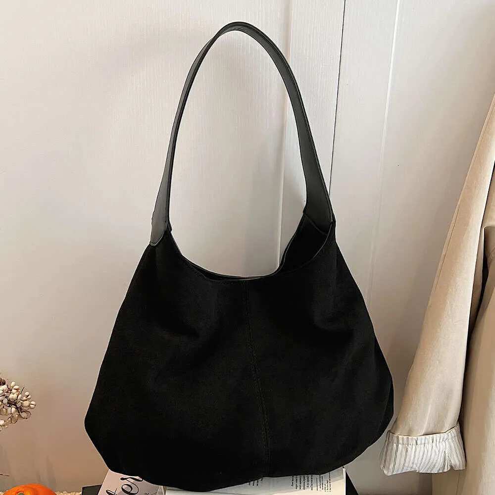 Sac Fourre-tout Tendance En Daim Avec Croissant De Croissant Pour Femme, Sac à Main à Bandoulière, Sac à Main En Daim, Sac De Travail, Sac D'école, Sac D'hiver, Noir/blanc, Moyen