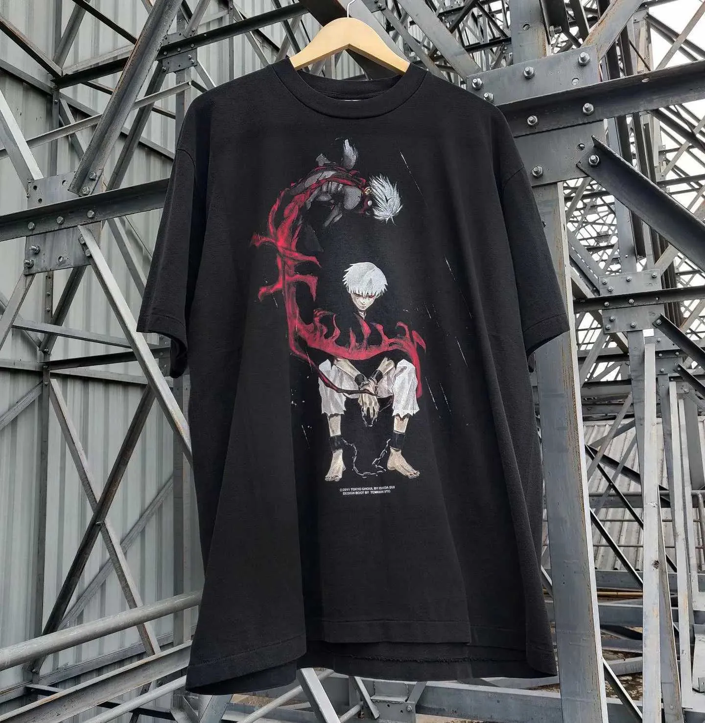 Men's Oversized Cotton T-Shirt Tokyo Ghoul Spider Lily Graphic