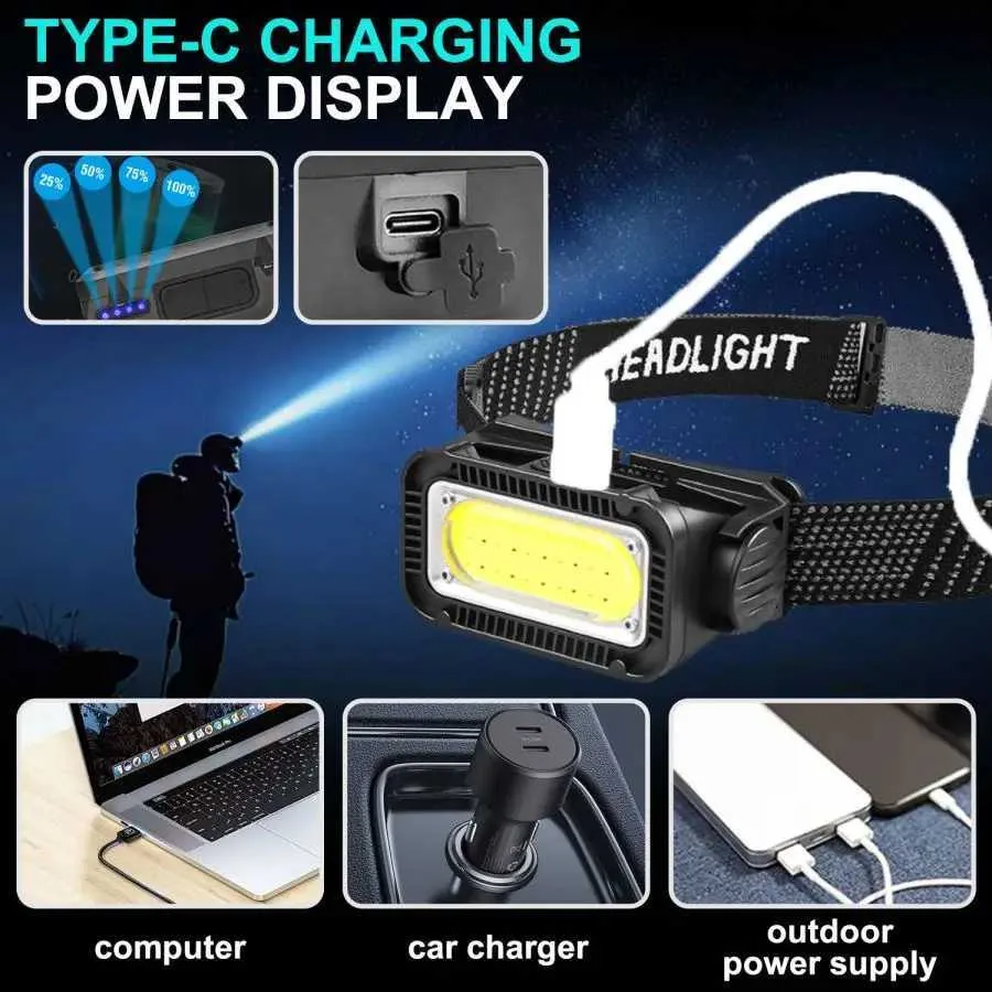 Lampe de travail COB, projecteur LED portable rechargeable par USB avec