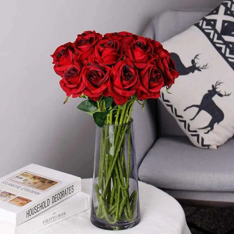 Realistic Fake Roses: Set Of Red Artificial... From Tixinf, $3.79 ...