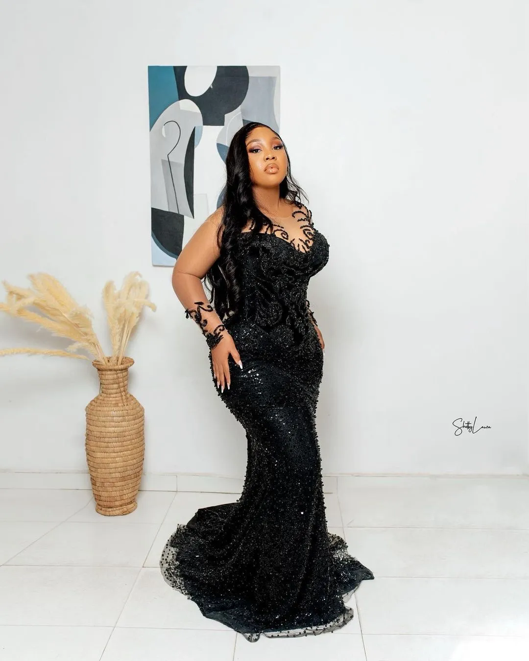 plus size dress for engagement party Atria Empire-Waist Long Draped Prom Dress main image 1