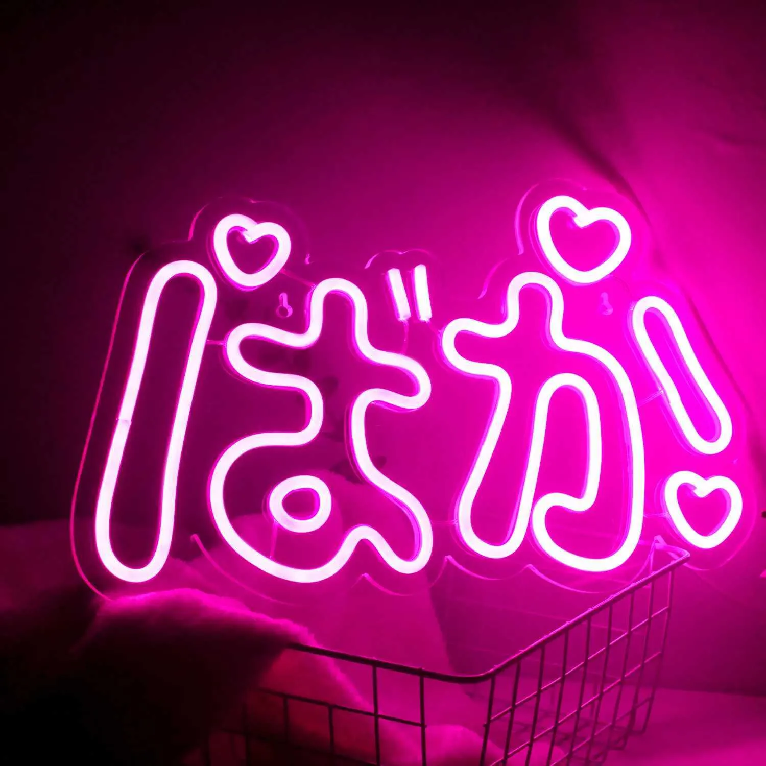 Cute Neon Signs: Kawaii Pink LED Neon Wall Lights, USB Powered