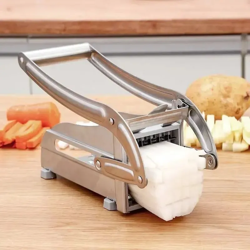 2024 Upgraded Non Slip Potato Slicer Stainless Steel French Fry Cutter Home Kitchen Gadgets