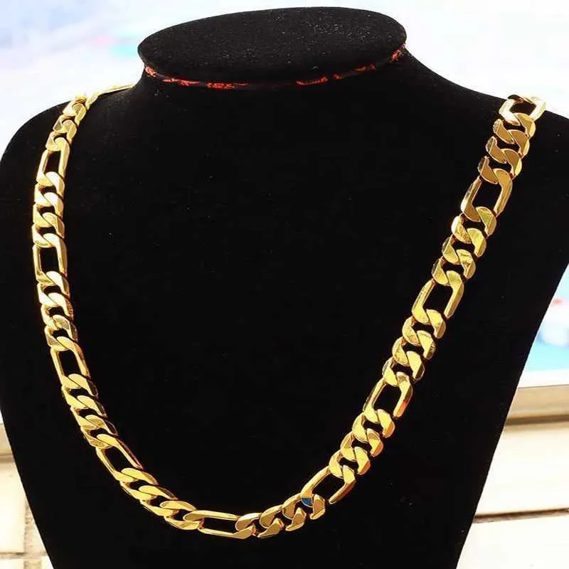 Premium 24k Gold Figaro Chain Necklace - Thick 10mm, Available in