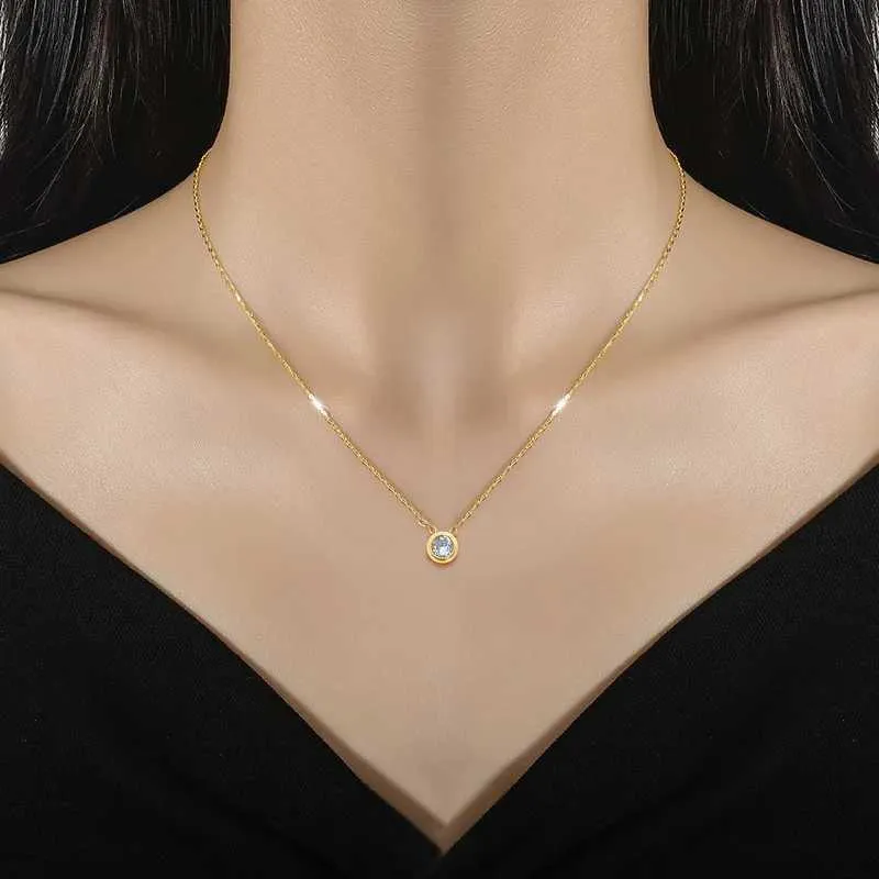 Zircon Pendant Necklace Elegant Stainless Steel Classic Jewelry_voghion.com