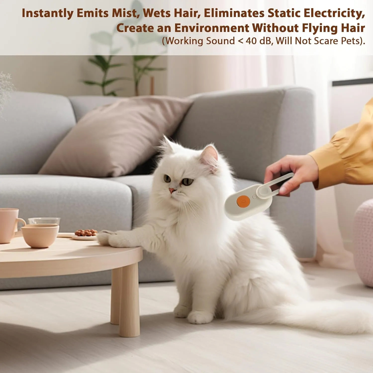 Rechargeable Cat & Dog Steam Brush – 4-in-1 Grooming Tool For Shedding, Cleaning, Massage & Anti-Static (Coffee)