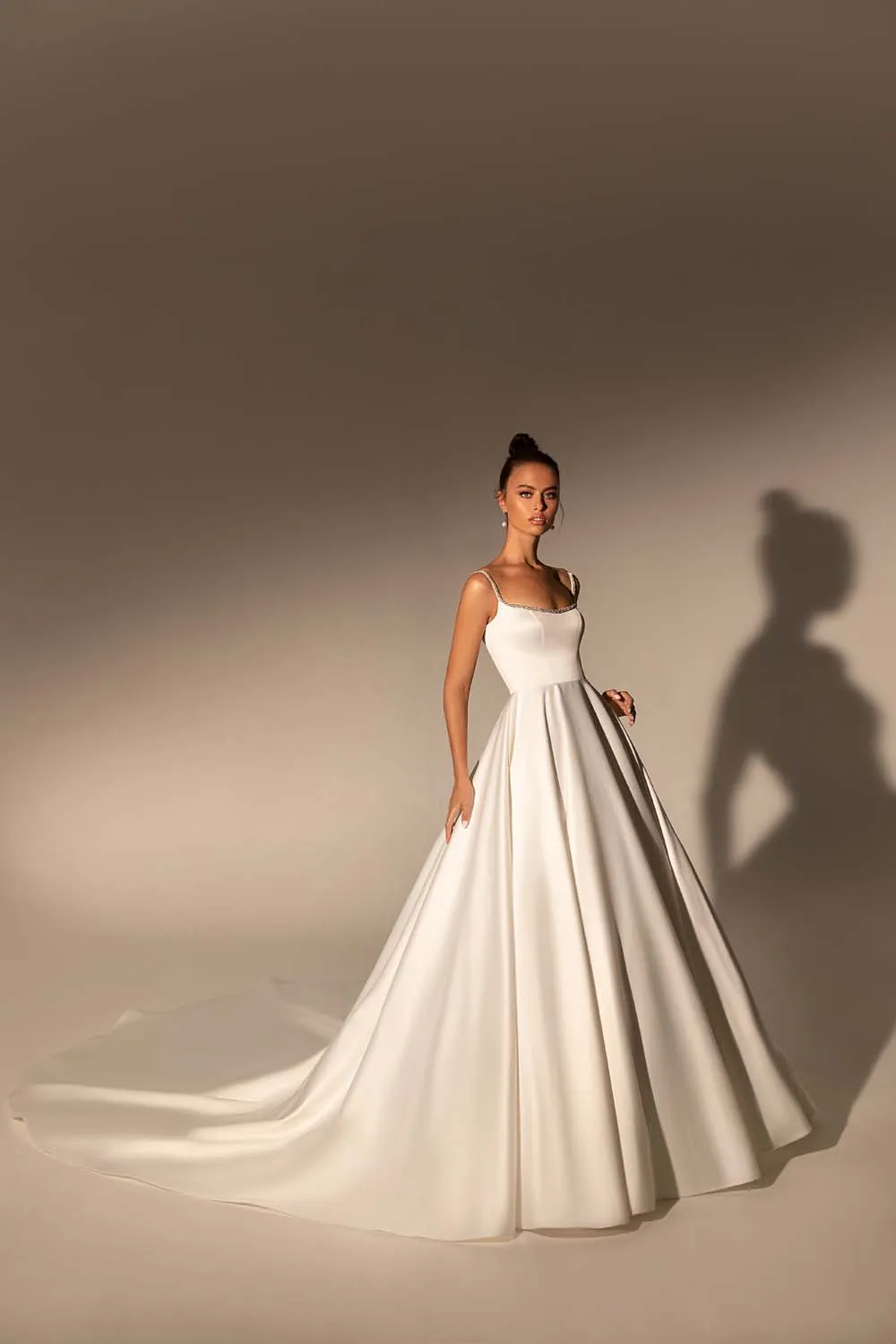 open lace back dress Thin Straps Lace Tulle Princess Ball Gown Wedding Dress
