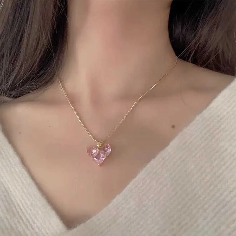 Herz Halskette Mit Rosa Schmuckstein Für Damen Elegant_voghion.com