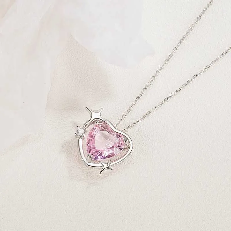 Collane con ciondolo Serie adorabile Collana Piccolo design a forma di cuore Stella Amore Cristallo rosa Dolce collana regalo_voghion.com