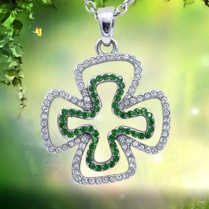 Collane con ciondolo Moda reddito dominante collana a due foglie bianco verde gioielli ragazza quadrifoglio regalo_voghion.com