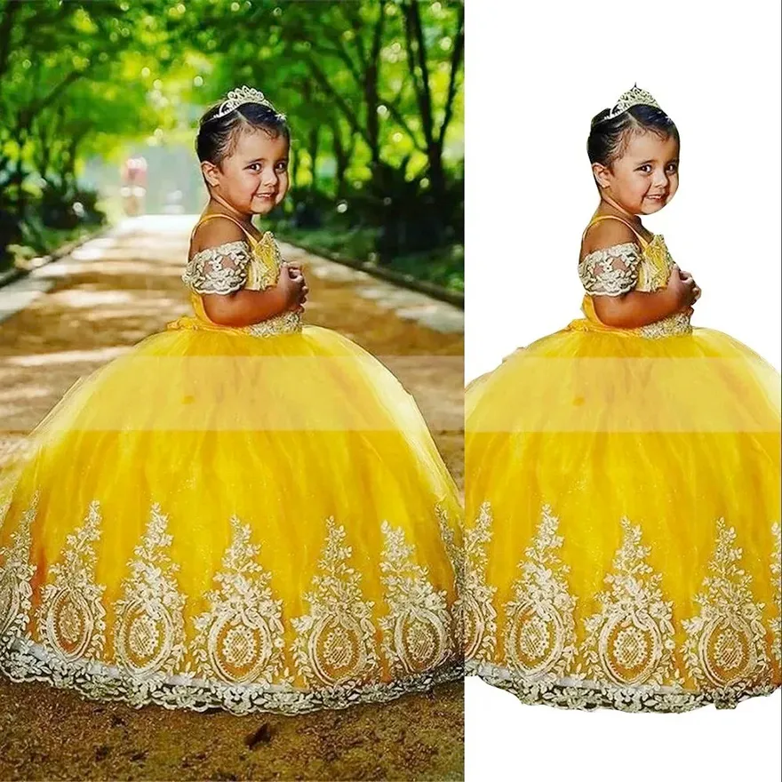 Vestidos Amarillos Para Desfile De Nias Princesa Tul... De 49,67  | DHgate