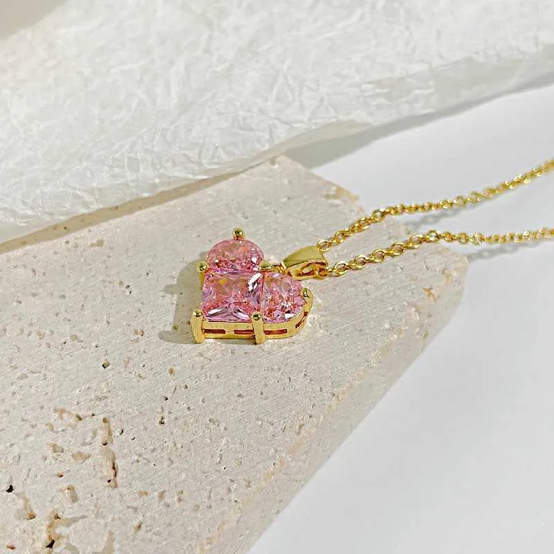 Herz Halskette Mit Rosa Schmuckstein Für Damen Elegant_voghion.com