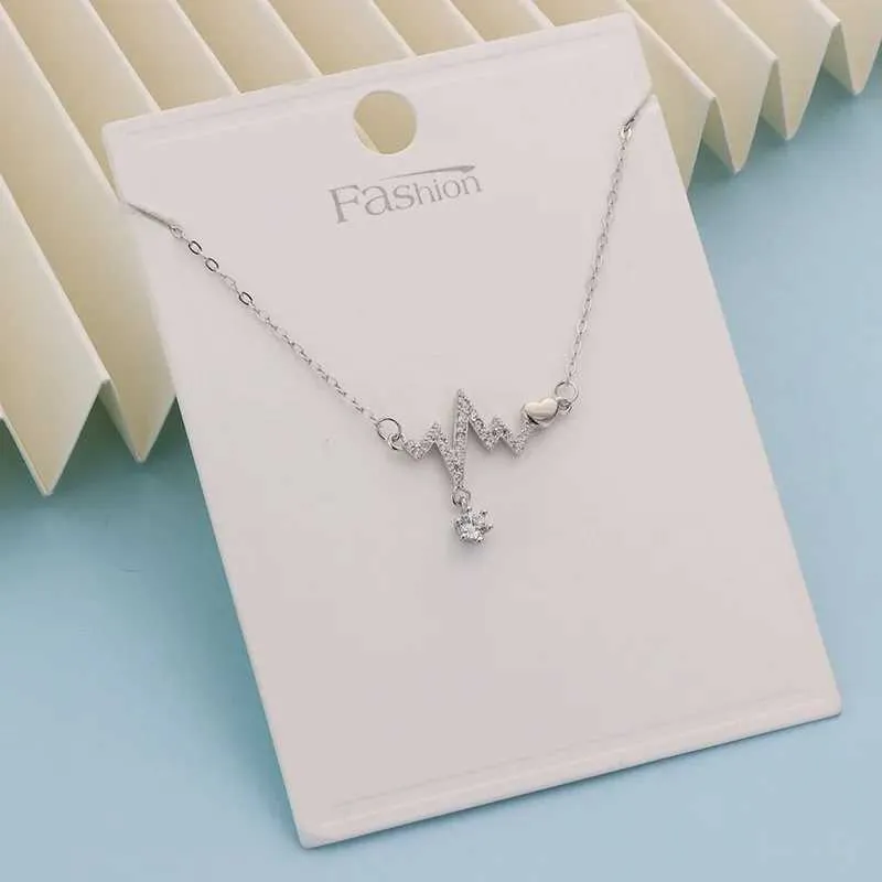 Necklaces Fashion French Romantic ECG Couple Confession Love Necklace Ladies Light Design Clavicle Chain Heartbeat_voghion.com
