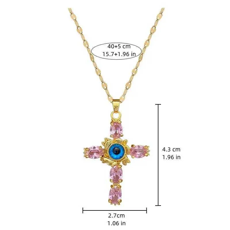 Collares colgantes de moda con cruz de ojo de diablo, collar ligero y femenino, hermoso, cadena de clavícula versátil_voghion.com