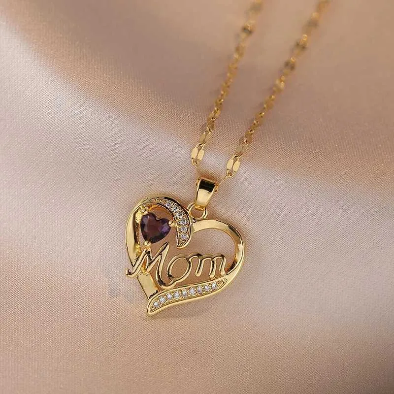 Herz Anhänger Halskette Für Mama Geschenk Aus Edelstahl_voghion.com