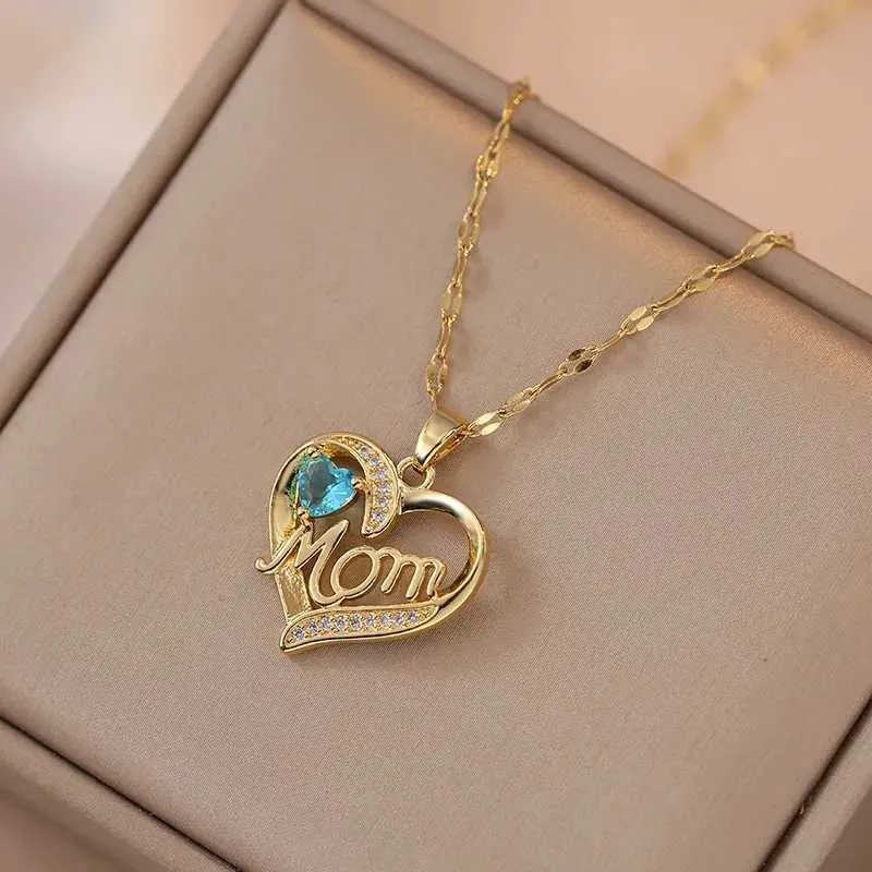 Herz Anhänger Halskette Für Mama Geschenk Aus Edelstahl_voghion.com