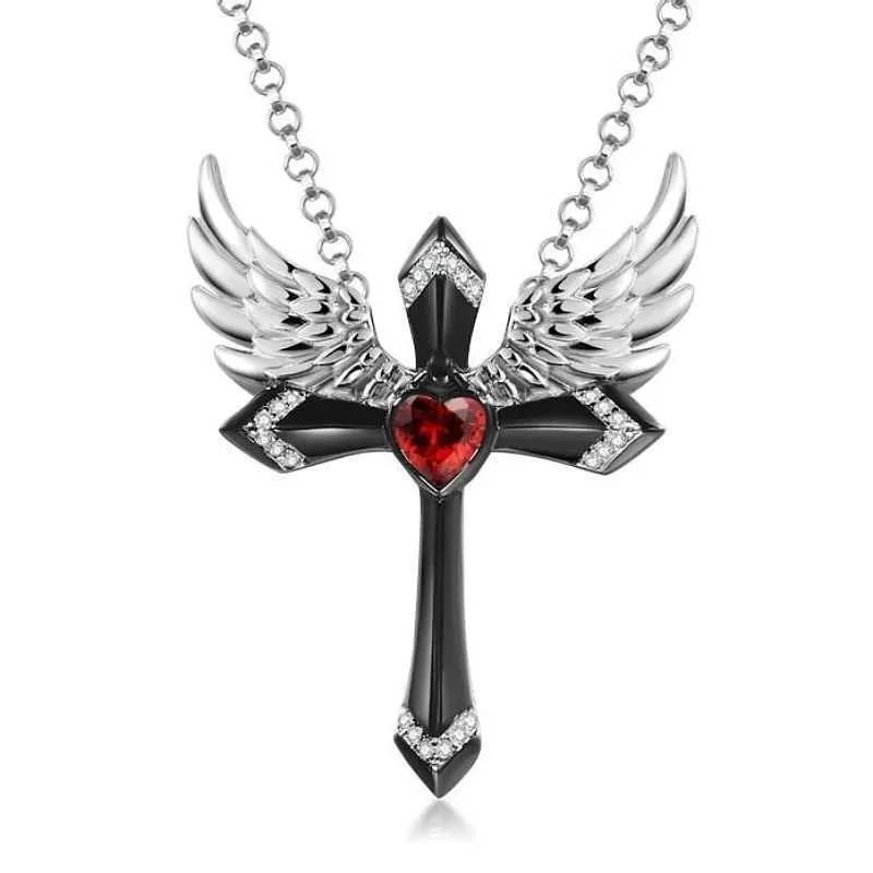 Collana con ciondolo croce e ali d'angelo gioiello classico donna_voghion.com