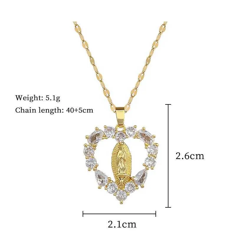 Colares com Pingente Elegante Charmoso Virgem Maria Amor Micro-conjunto Colar Clássico e Versátil Aço Inoxidável_voghion.com