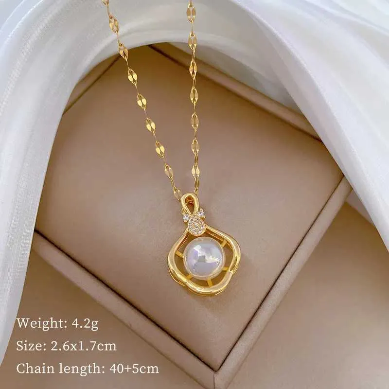 Exquisite Pearl Pendant Necklace Light Luxurious Clavicle Chain_voghion.com
