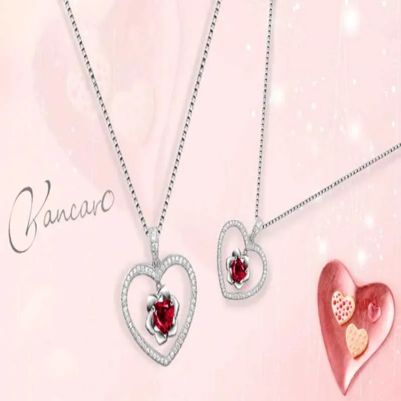 Collane con ciondolo Collana romantica squisita a forma di cuore con ciondolo a forma di rosa, l'amore perfetto è un regalo per le ragazze_voghion.com