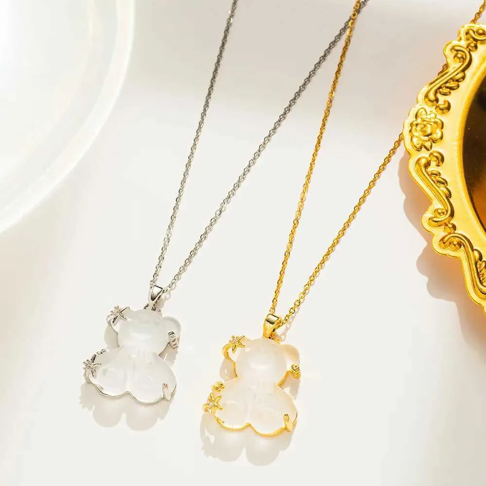 Crystal Bear Pendant Necklace Trendy Personality Jewellery_voghion.com